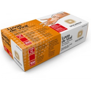 LUVA DE VINIL DESCARTÁVEL M COM PÓ C/100 DESCARPACK