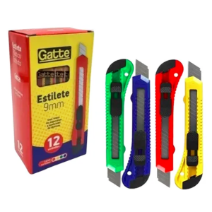 ESTILETE PLÁSTICO ESTREITO 9MM C/12 UNIDADES REF.91410 GATTE