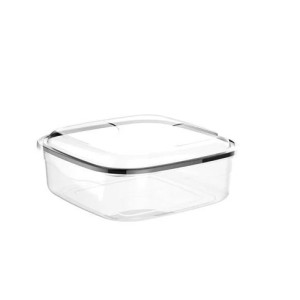 POTE DE PLÁSTICO 1,5L QUADRADO TRANSPARENTE 18CM X 18CM X 7CM 1136 UNINJET