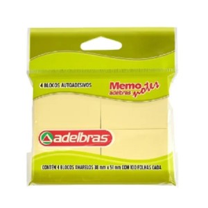 BLOCO ADESIVO 38x50 400FLS AMARELO ADELBRAS