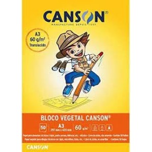 BLOCO DE PAPEL VEGETAL A3 60G/M² COM 50 FOLHAS CANSON