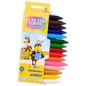 GIZ DE CERA CURTO COM 15 CORES ACRILEX