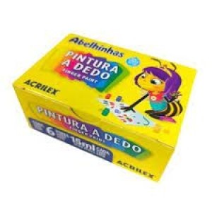 PINTURA A DEDO COM 6 CORES DE 15ML ACRILEX