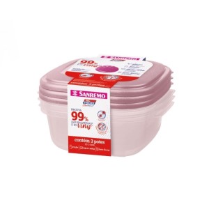 POTE PLÁSTICO 1,3L COM 3 UNIDADES ROSA SAN REMO