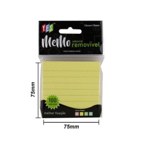BLOCO ADESIVO 75x75 AMARELO PAUTADO 100FLS YES