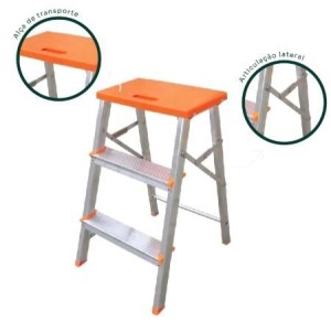 BANQUETA DE ALUMÍNIO 3 DEGRAUS ALT.63CM ABERTA/88CM FECHADA BAQ003 ÁGATA