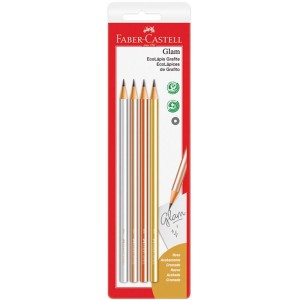 LÁPIS PRETO GRAFITE GLAM CARTELA C/4 UNIDADES FABER CASTELL